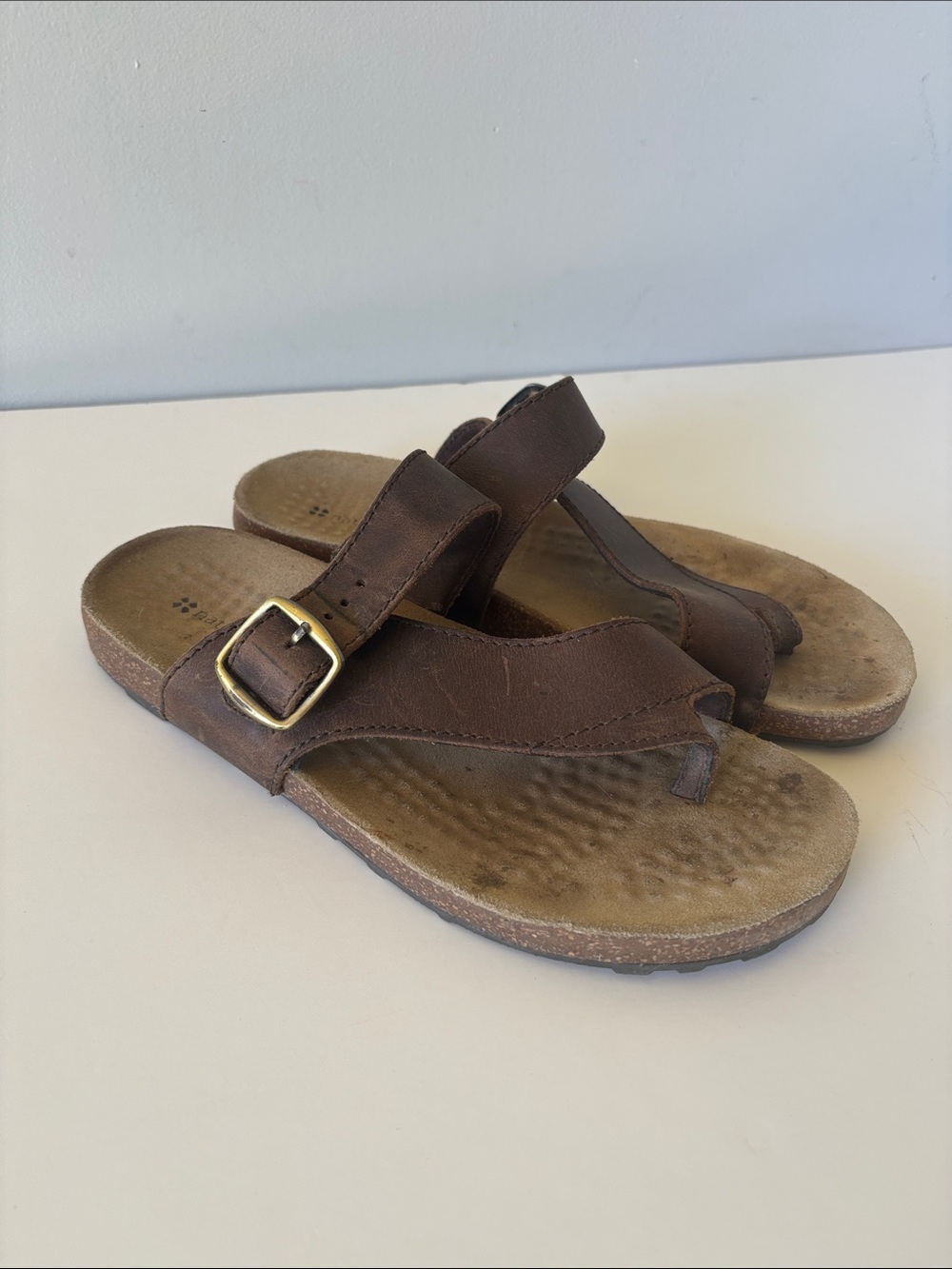 Naturalizer Kids Leather Toe Loop Sandals Brown Size 8.5